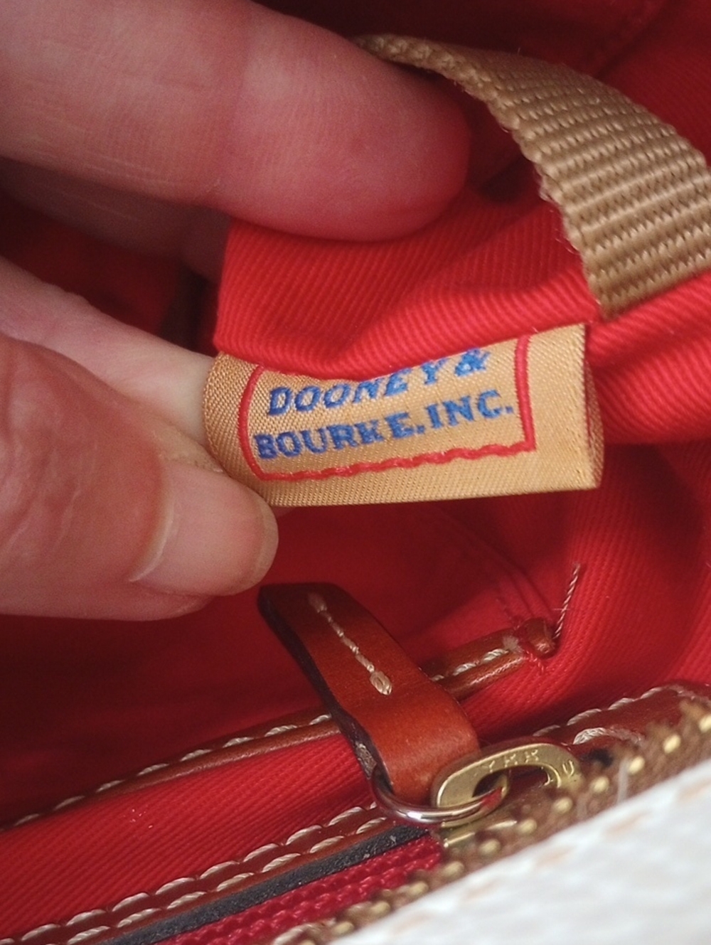 Dooney & Bourke Lexington White & Brown Shoulder Bag - Picture 6 of 14